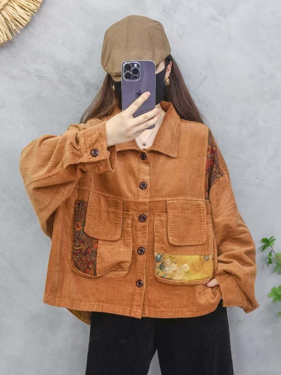 утепленная джинсовая куртка в стиле пэчворк с капюшоном mori kei,куртка фуфайка в стиле бохо вельветовая утепленная оверсайз,куртка в стиле пэчворк,утепленная джинсовая куртка в стиле пэчворк с капюшо