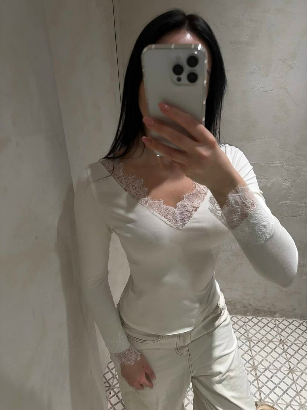 женская сексуальная кружевная базовая рубашка с v-образным вырезом,лонгслив женские,лонгслив,лонгслив белый,лонгслив из модала с кружевными вставками