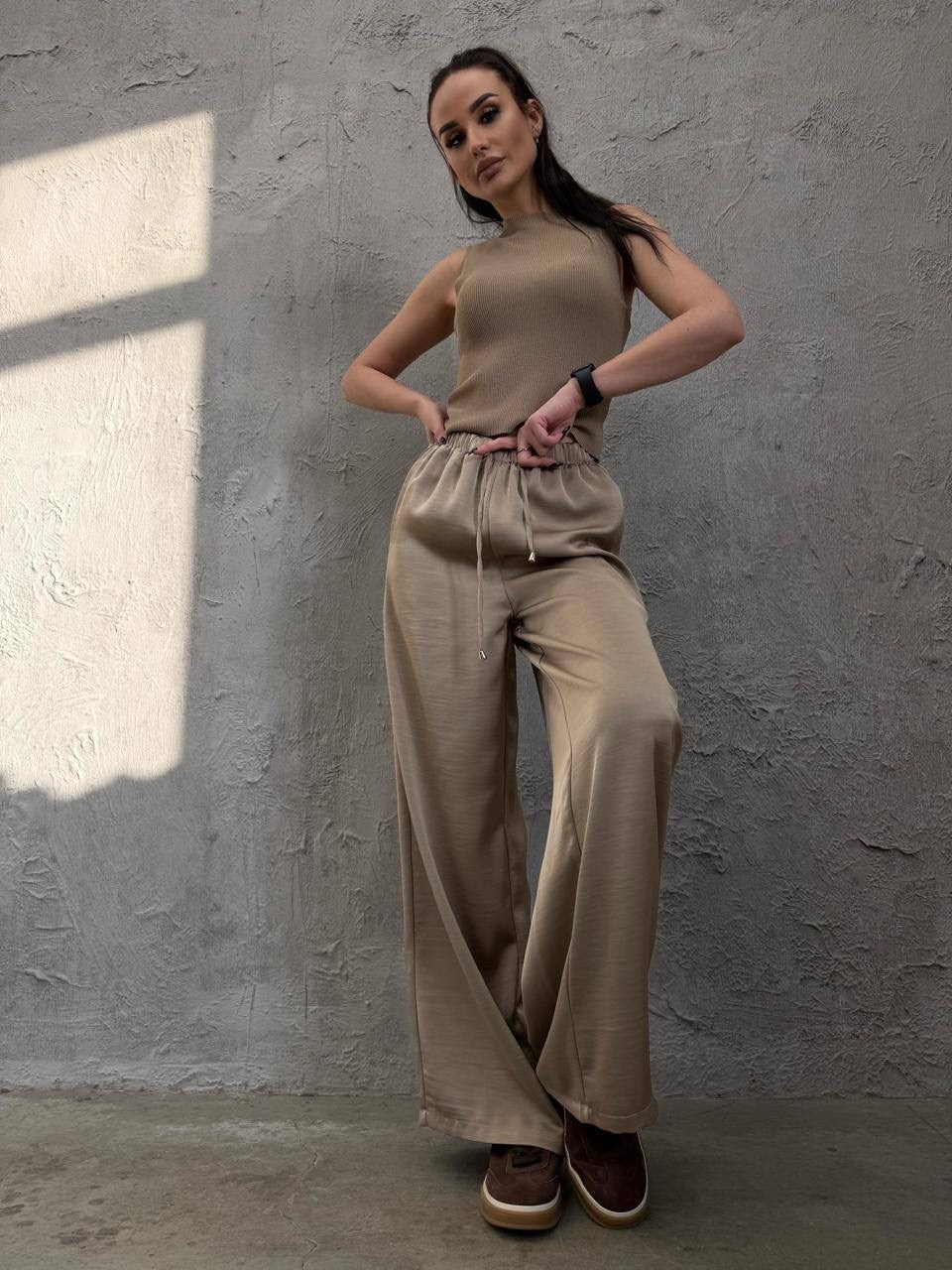 брюки палаццо,широкие брюки,женские брюки палаццо,женский костюм с брюками палаццо