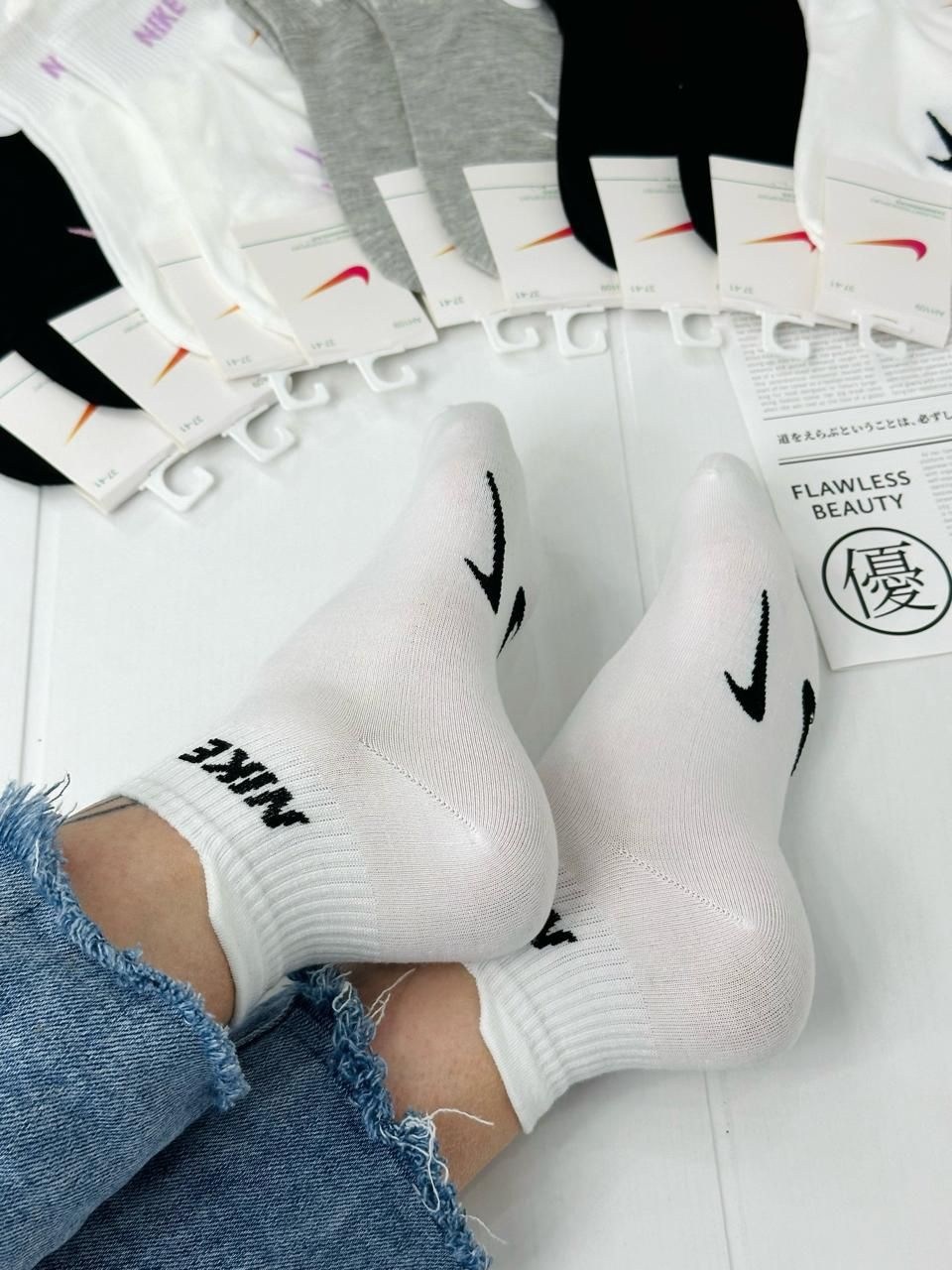 комплект носков женских nike sport socks белых 36-41,носки подростковые,носки женские nike,комплект носки женские,комплект носков nike