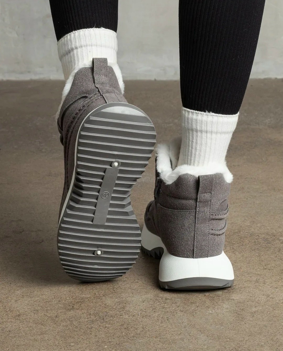 ботинки замшевые теплые спортивные baden цвет серый,кроссовки женские зимние с мехом,женские зимние кроссовки,,кроссовки зимние