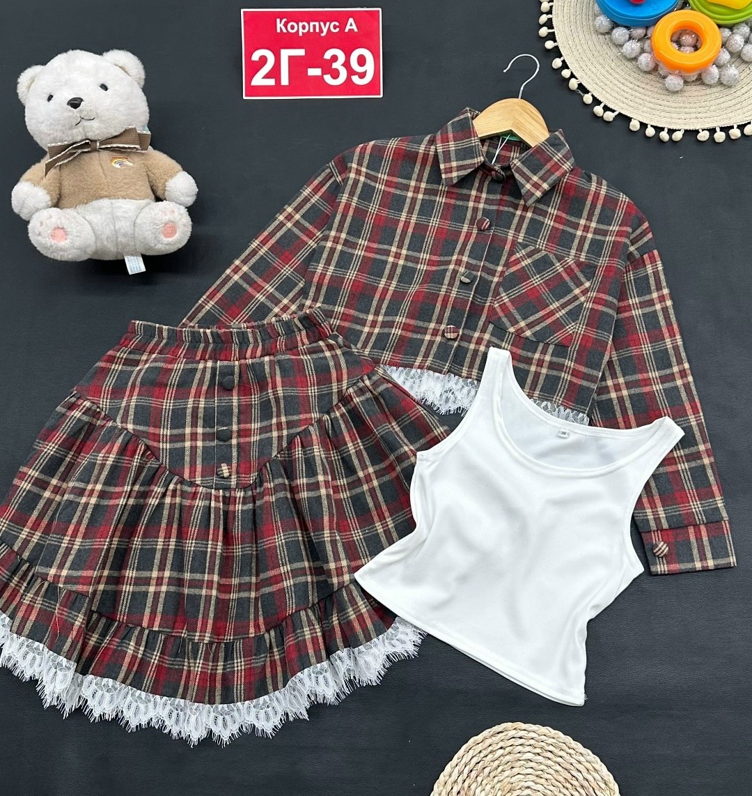 костюм в клетку с юбкой,костюм с юбкой для девочки,костюм с юбкой,костюм в клетку,костюм с юбкой и рубашкой