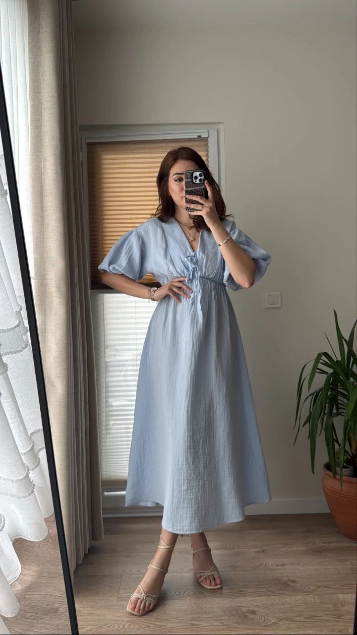 льняные платья,платья из муслина объемные,платье в стиле,летнее платье с рукавами,платье голубое летнее