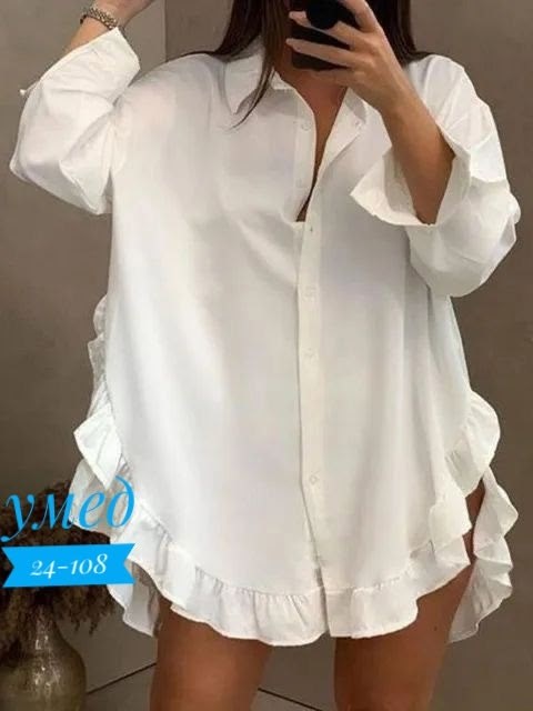 рубашка туника женская,блузка с оборками,повседневная рубашка,платья рубашка повседневное,рубашка платье