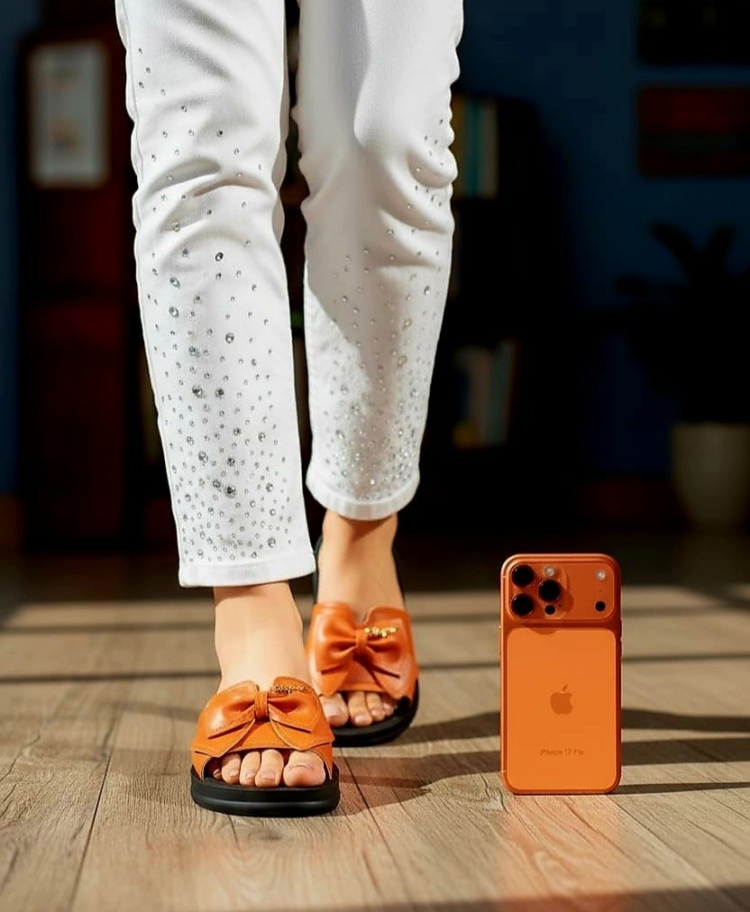 ,модные шлепанцы,модные тапочки,шлёпанцы женские оранжевые,шлепанцы с бантами