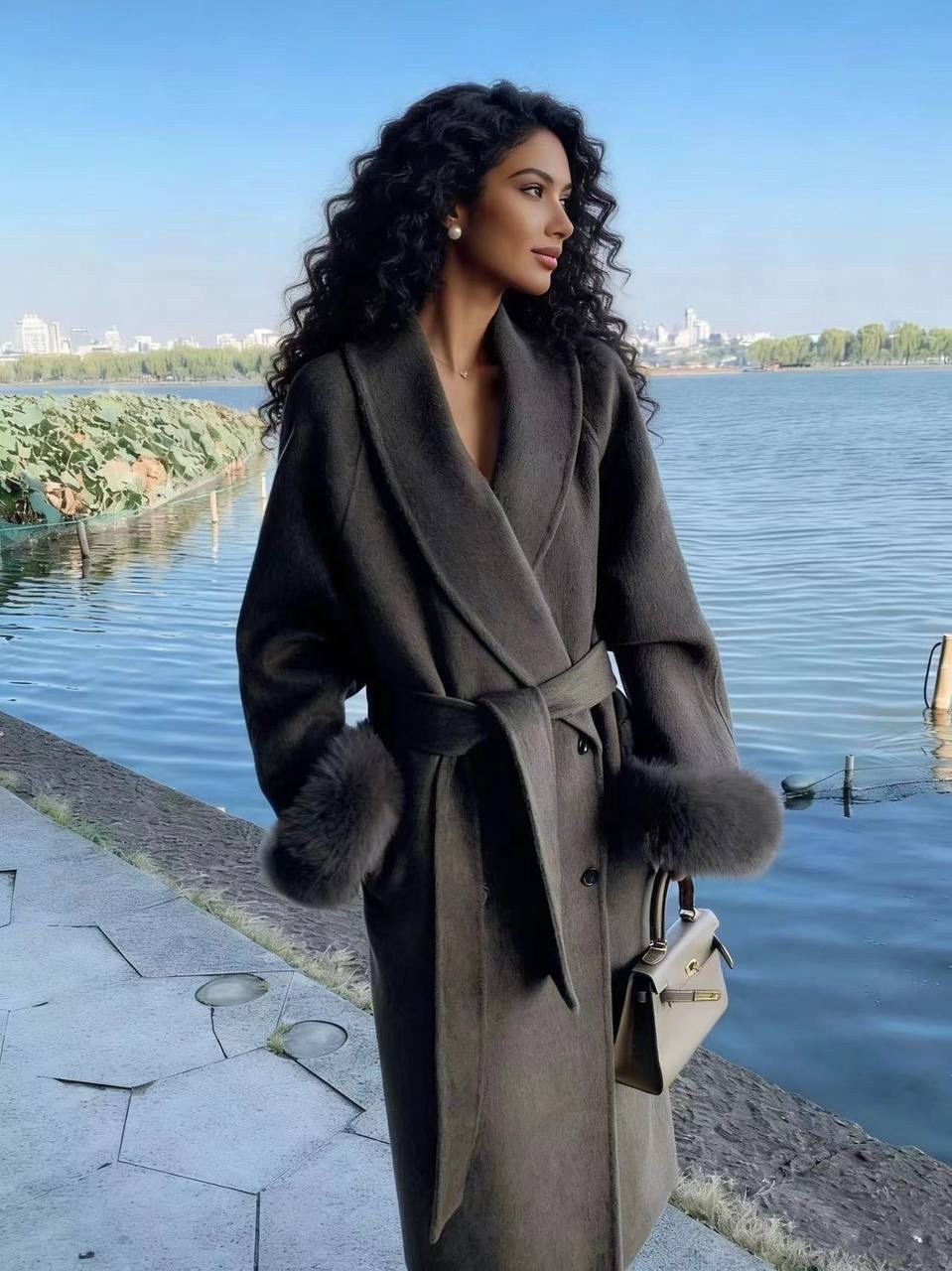 пальто женское,шерстяное пальто,кашемировое пальто женское с мехом,пальто зимнее,женское шерстяное пальто