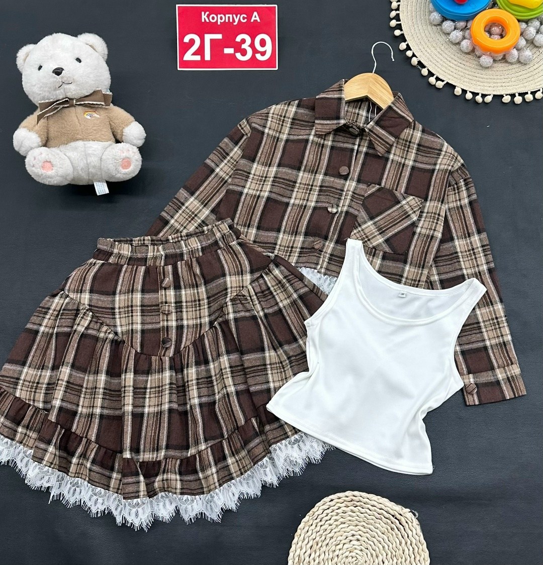 костюм в клетку с юбкой,костюм с юбкой для девочки,костюм с юбкой,костюм в клетку,костюм с юбкой и рубашкой
