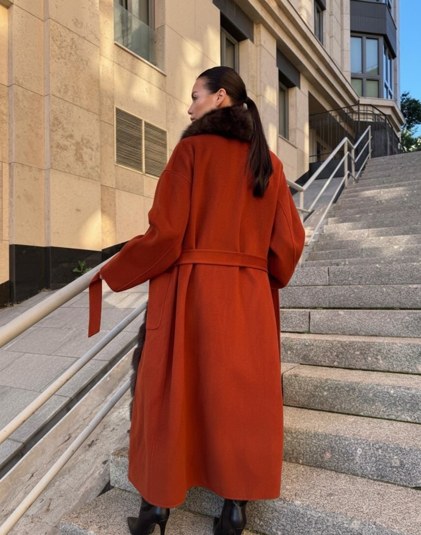 пальто из натурального кашемира с мехом королевского соболя,кашемировое пальто с меховым воротником из соболя,пальто из натурального кашемира с мехом королевского соболя yana kraft brand,пальто из каш