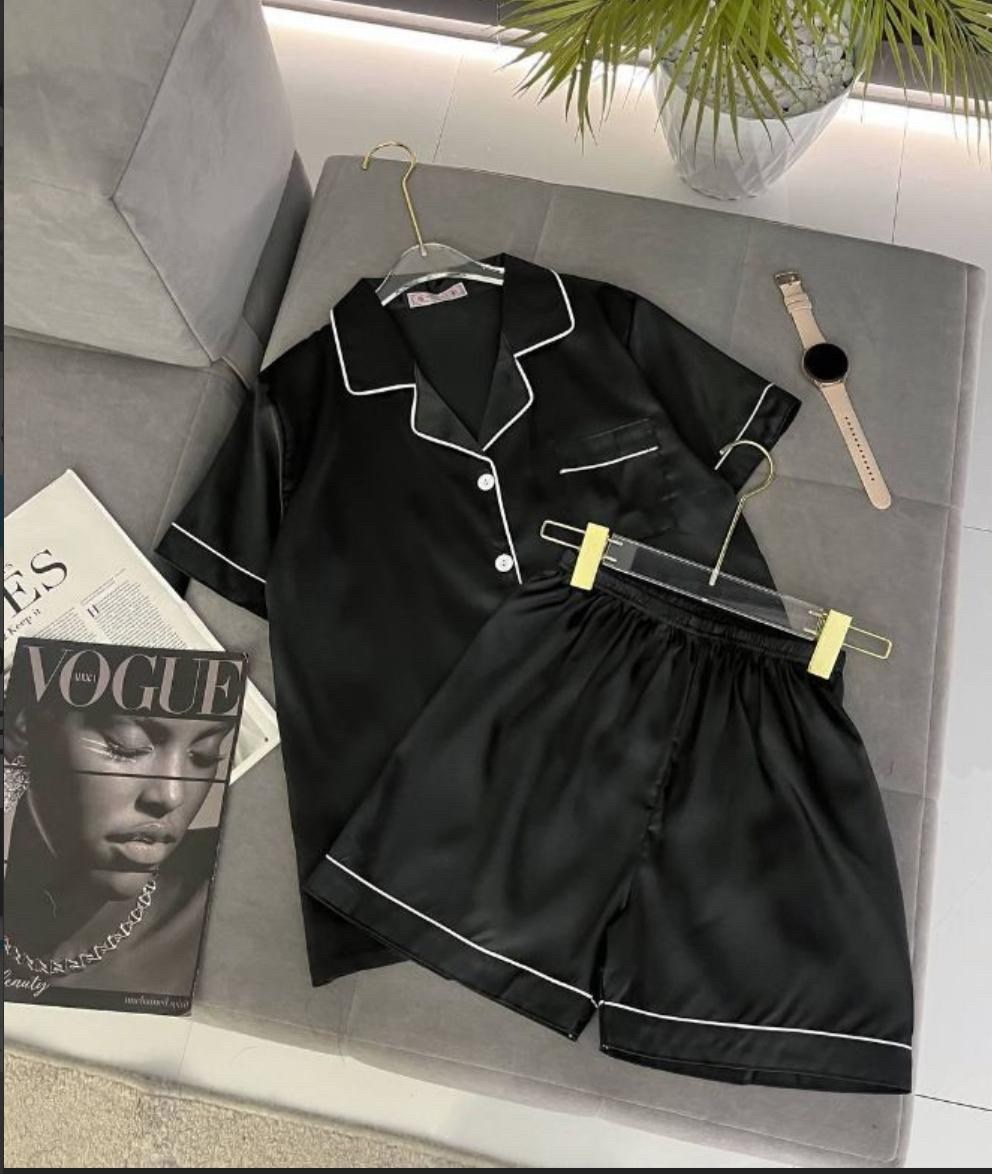 шелковая пижама женская,однотонная женская пижама из искусственного шелка,женская шелковая атласная пижама с коротким рукавом,женская пижама комплект атласная пижама топы на пуговицах и шорты,шелковая