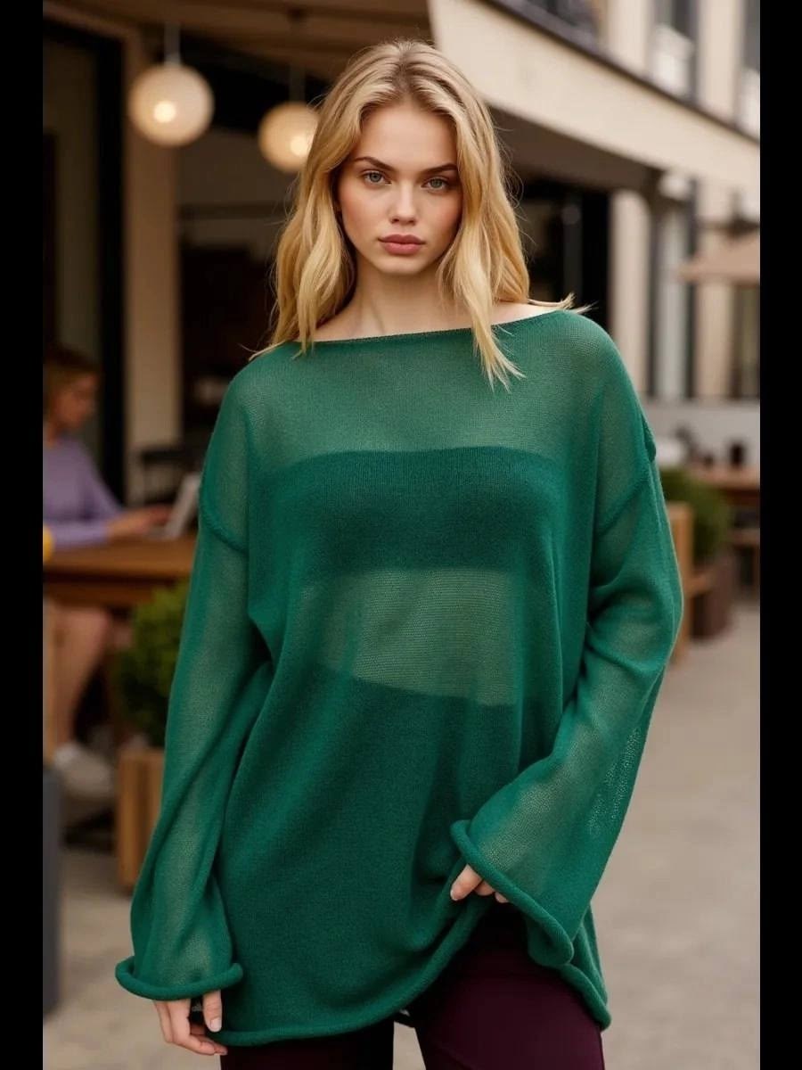 вязаные джемпера,джемпер,свитер джемпер женский,трикотажный джемпер,джемпер паутинка из мохера на шелке 44 изумрудная
