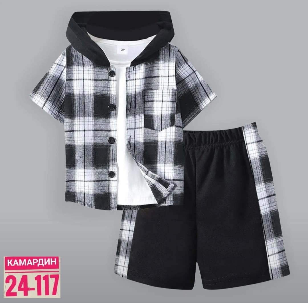 комплект одежды для мальчика,рубашка с капюшоном,рубашка в клетку с капюшоном,рубашка в клетку с капюшоном для мальчика,одежда для мальчика