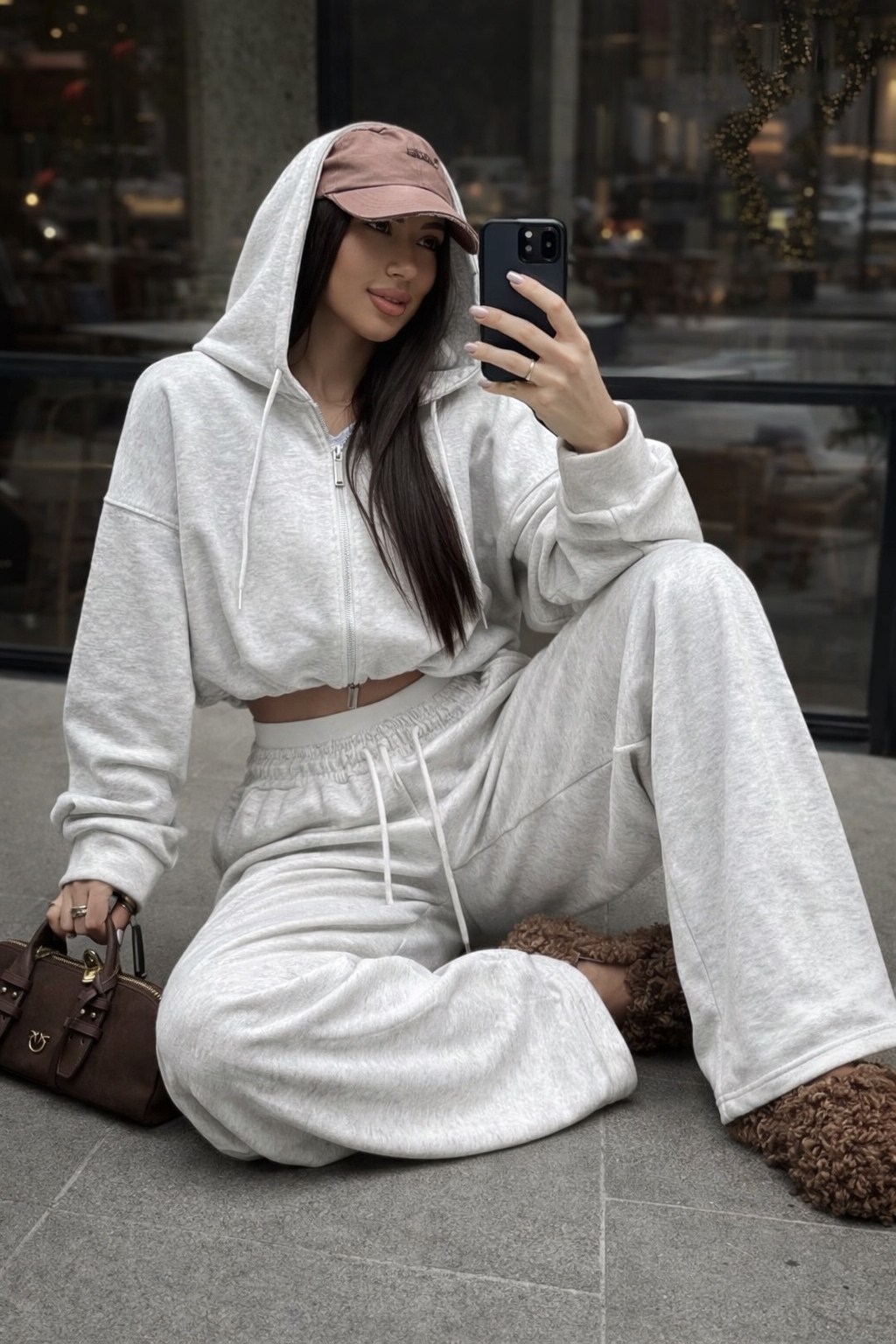 костюм спортивный женский,коричневый спортивный костюм с капюшоном moon,спортивный костюм,женский костюм,спортивные костюмы с широкими штанами