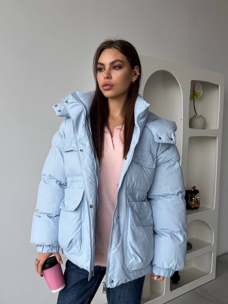 демисезонная куртка,куртка женская голубая,куртка голубая,куртка оверсайз,голубой оверсайз пуховик