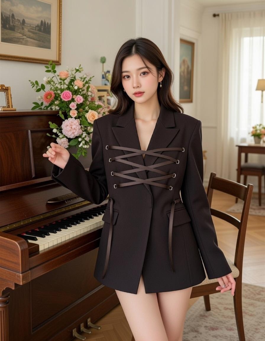 женские костюмы,стильные женские костюмы,женская мода,одежда в корейском стиле,пиджак с поясом