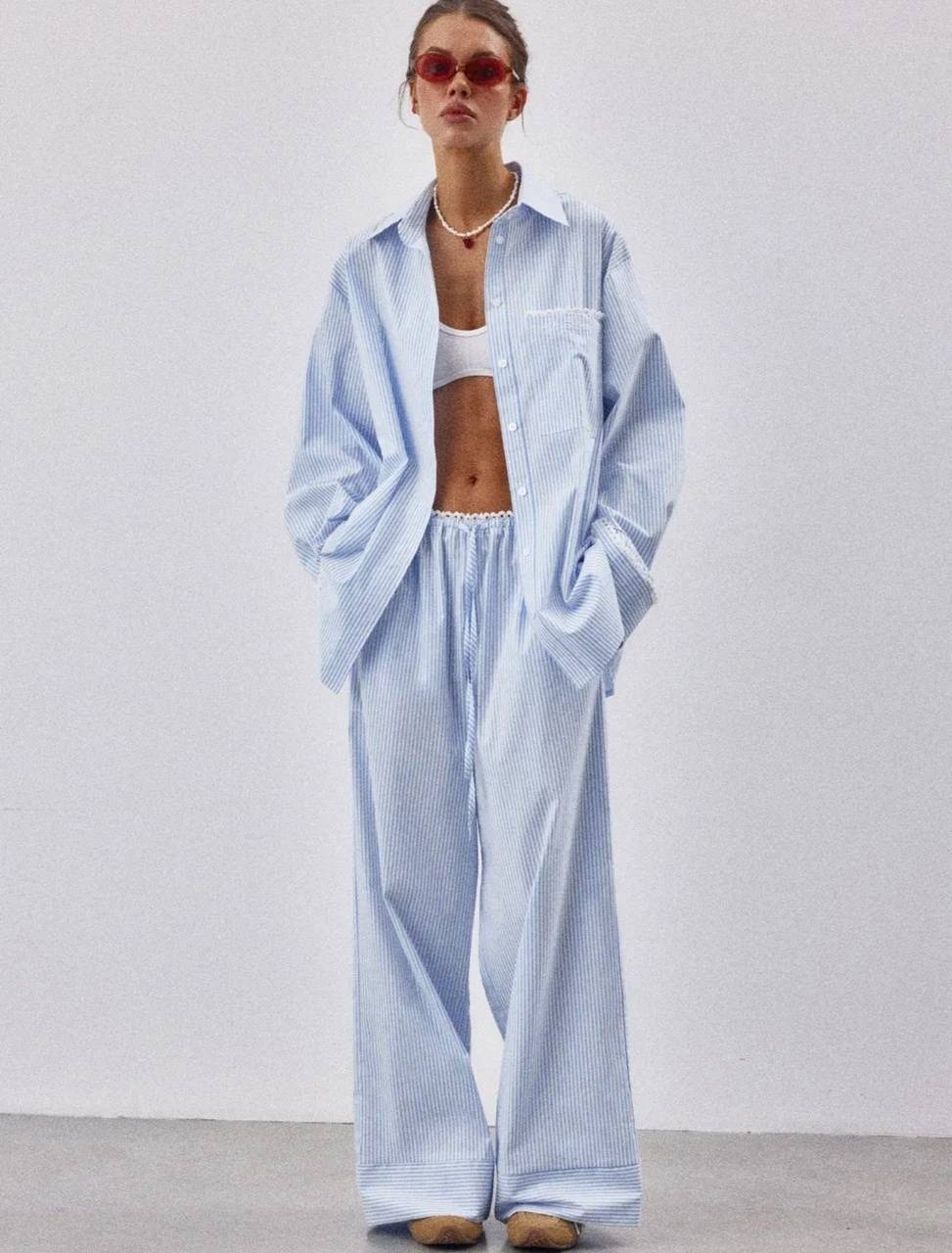 повседневный костюм,костюм в пижамном стиле,костюм женский,пижамный стиль