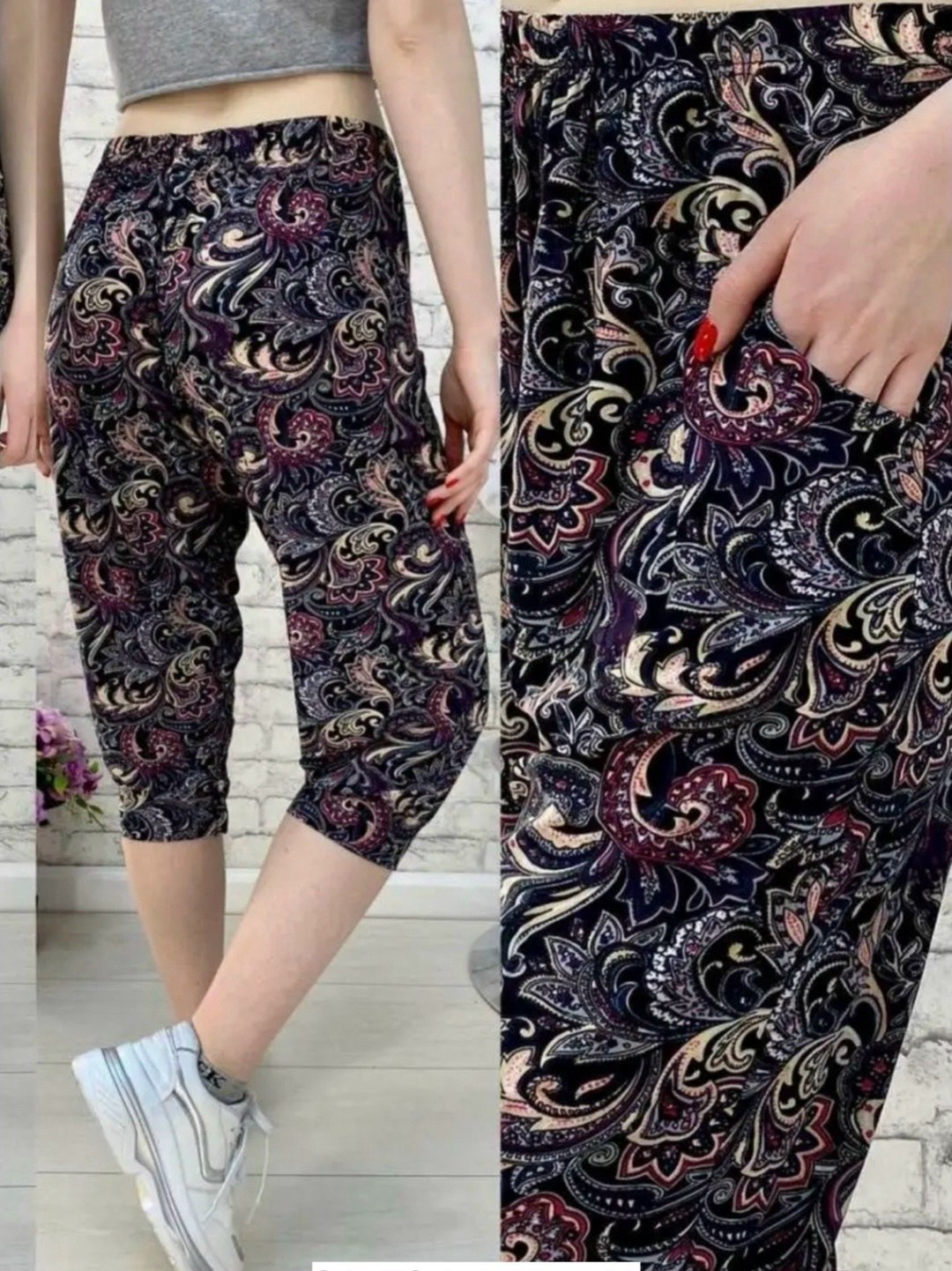 бриджи женские,бриджи капри,бриджи в цветочек,брюки бриджи,бриджи домашние