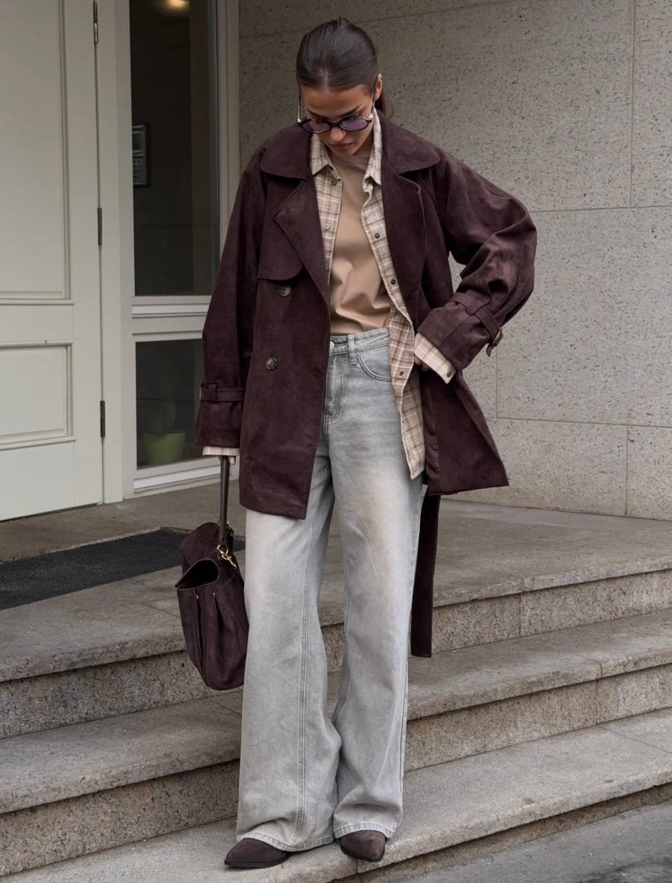 замшевый тренч,тренч замшевый длинный tinaria,женский плащ,модный плащ,замшевая куртка