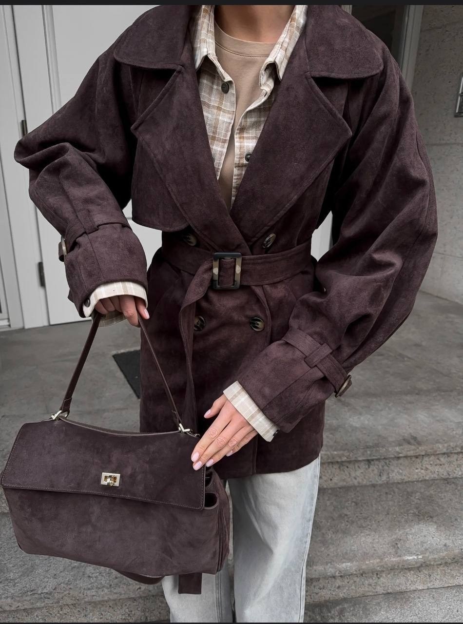 замшевый тренч,тренч замшевый длинный tinaria,женский плащ,модный плащ,замшевая куртка