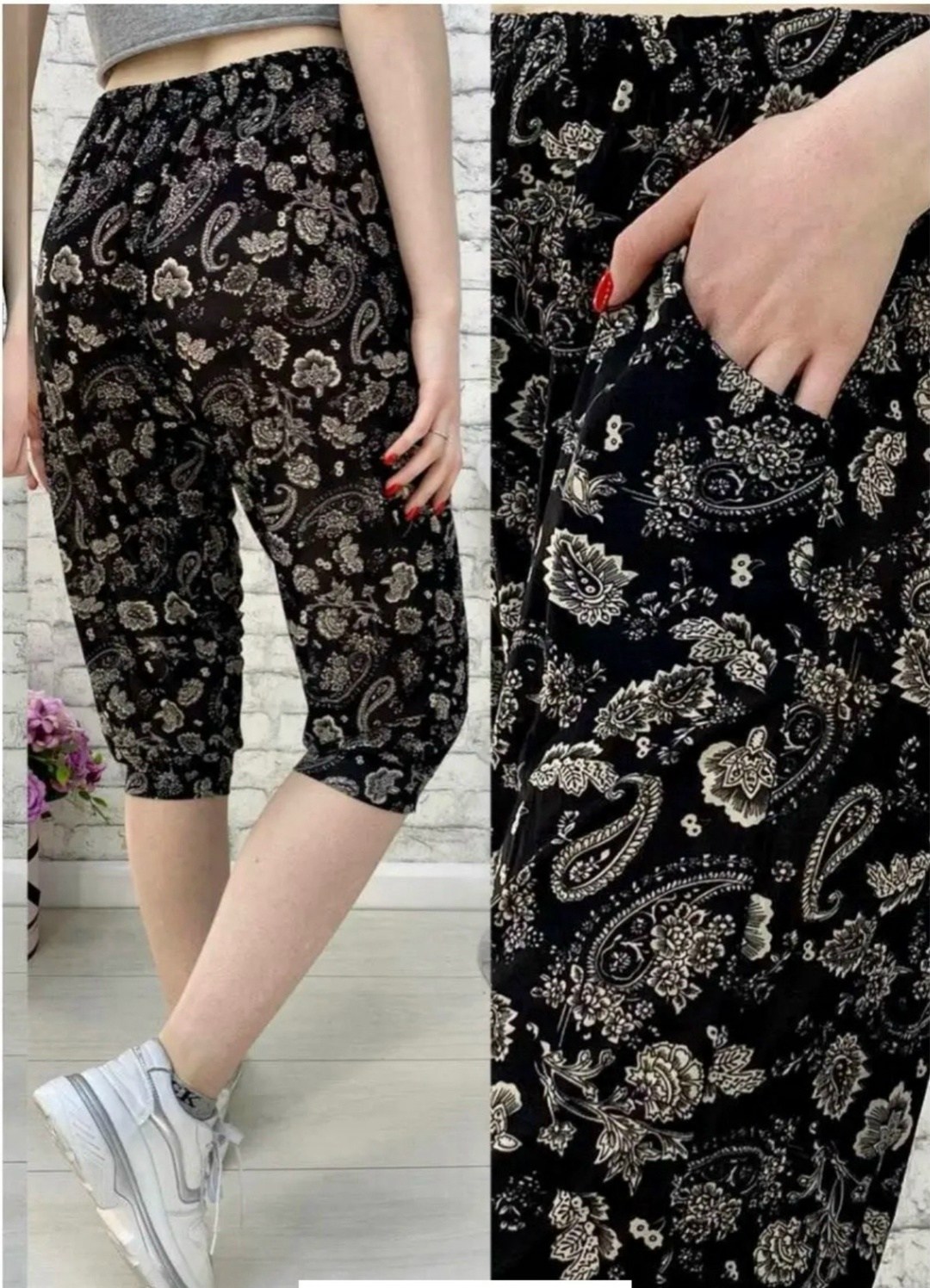 бриджи женские,бриджи капри,бриджи в цветочек,брюки бриджи,бриджи домашние