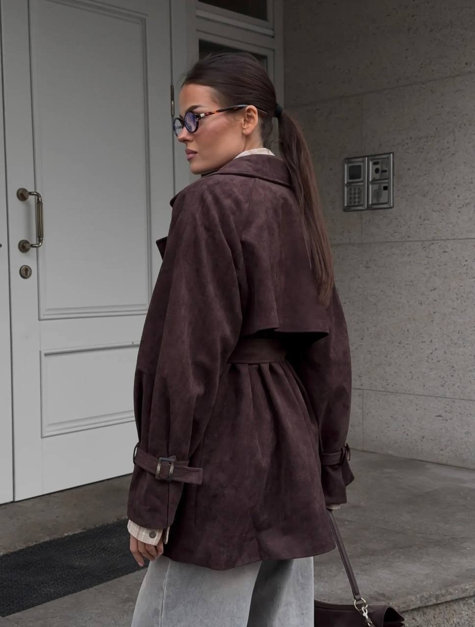 замшевый тренч,тренч замшевый длинный tinaria,женский плащ,модный плащ,замшевая куртка