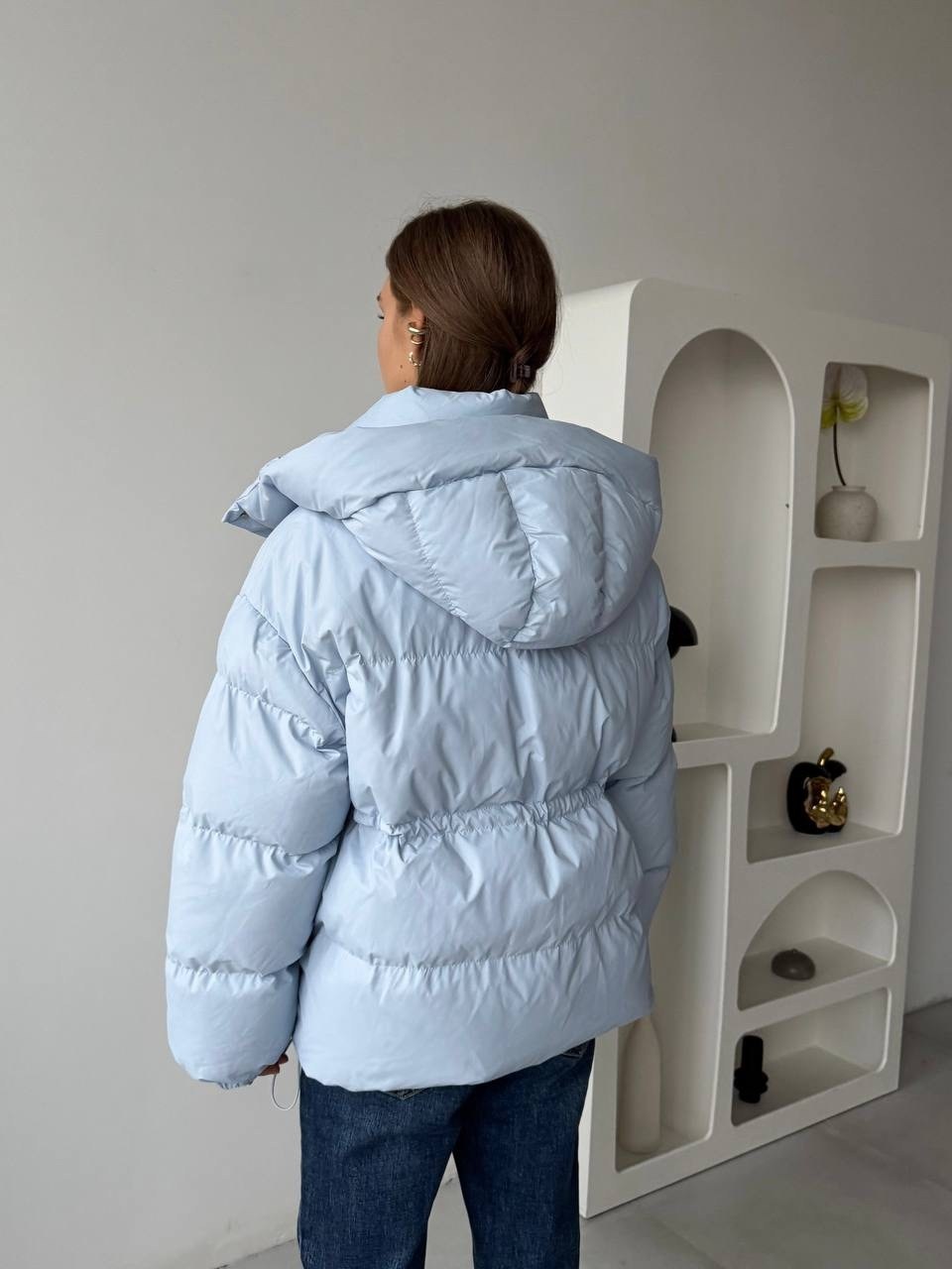 демисезонная куртка,куртка женская голубая,куртка голубая,куртка оверсайз,голубой оверсайз пуховик