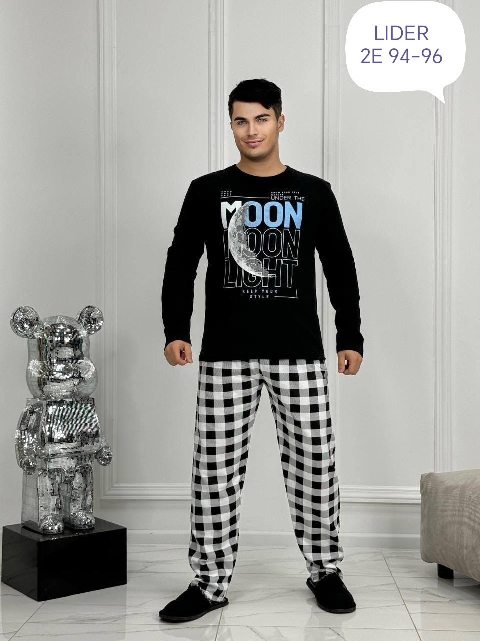 мужские пижамы,пижама мужская vienetta man 305086 серая l,пижама мужская vienetta man 305086 серая 2xl,мужская пижама с длинным рукавом,пижама мужская vienetta man 305086 серая xl