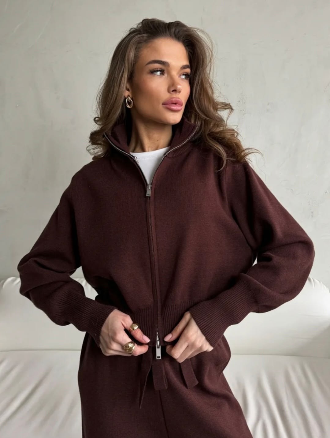 женский костюм,спортивный костюм женский,костюм для женщин,костюм двойка кашемир,костюм спортивный со штанами палаццо и зип худи micca 442619032