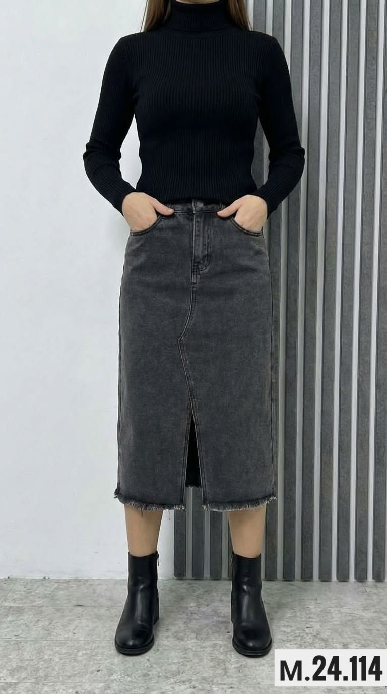 джинсовая юбка,длинная джинсовая юбка,джинсовая юбка макси,прямая джинсовая юбка,юбка джинсовая длинная с разрезом спереди niange