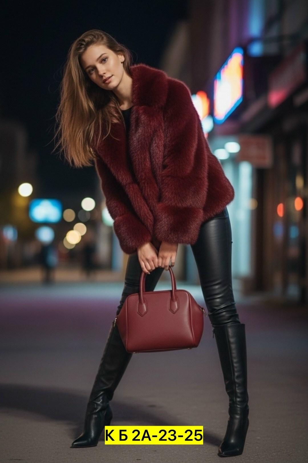 образ с кожаными штанами,шуба с кожаными штанами,шуба бордовая,стиль с кожаными штанами