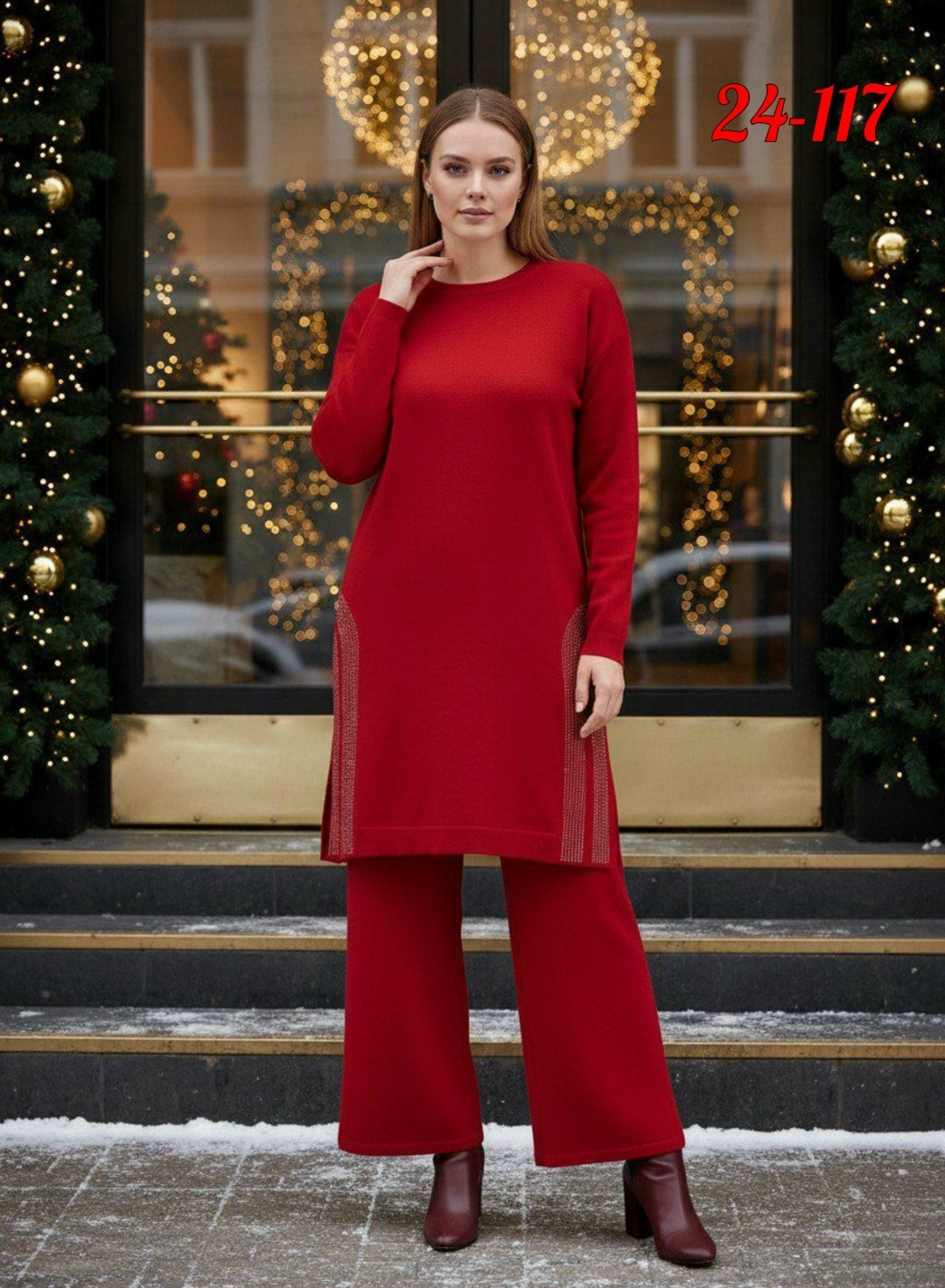 костюм с брюками трикотажный вязаный corline 260453474,костюм вязаный теплый с брюками kamillasyle,женский трикотажный костюм,вязаные костюмы,костюм теплый вязаный трикотажный с брюками et more