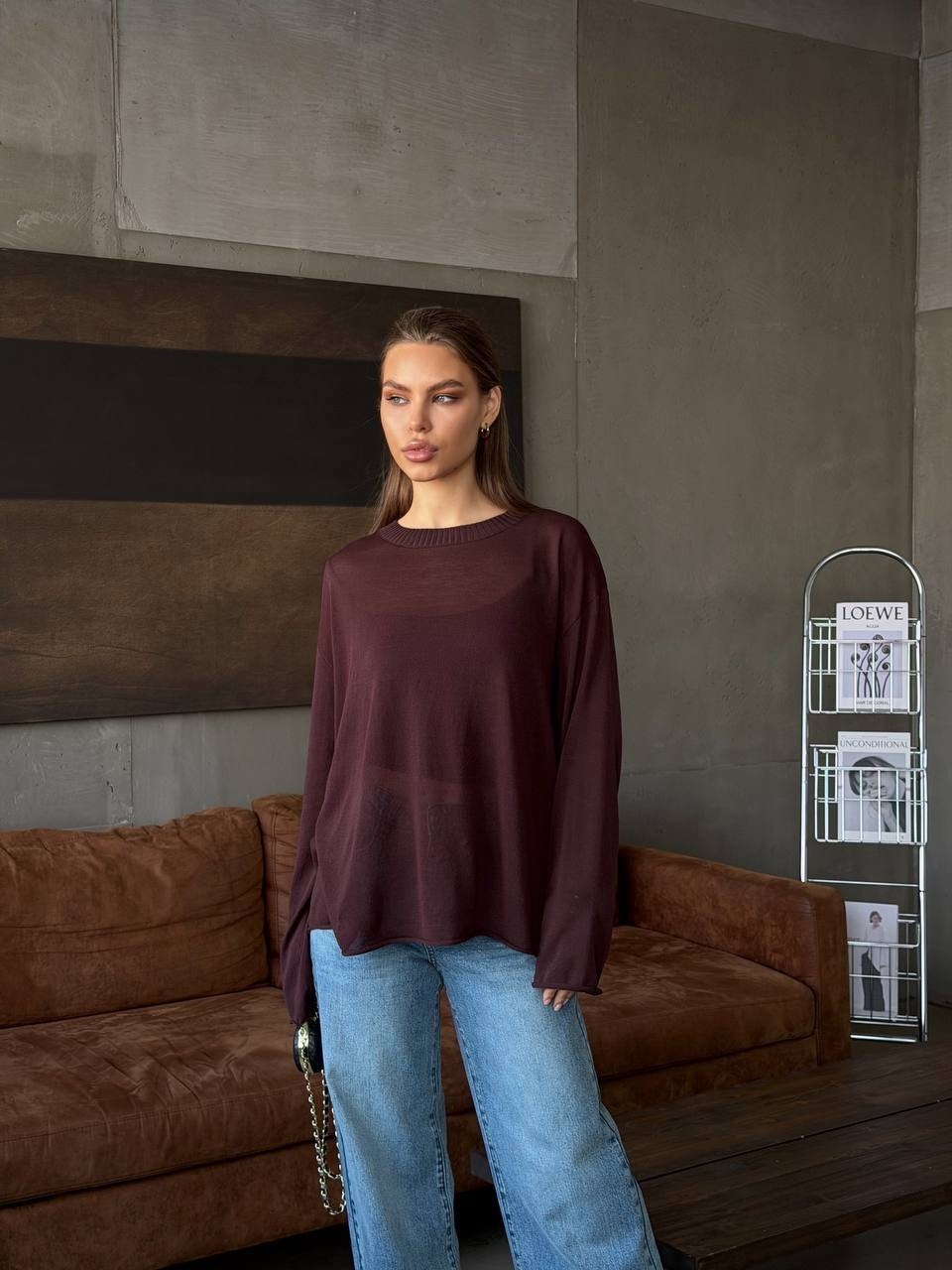свитер с горлом оверсайз nadi bordo,лонгслив женская оверсайз,женская кофта,оверсайз свитшот,лонгслив из хлопка оверсайз