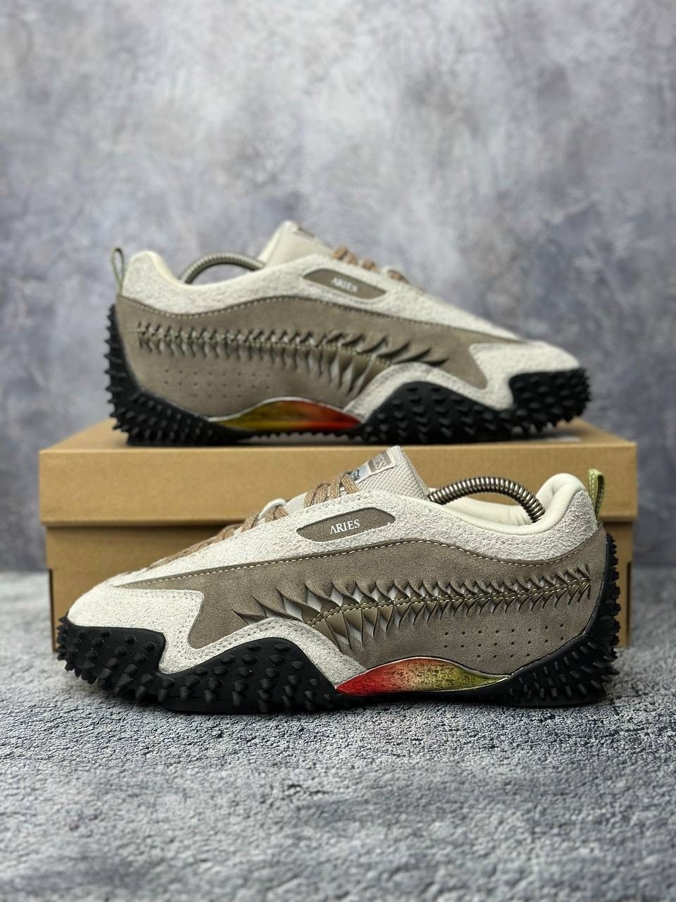 кроссовки puma,кроссовки,кроссовки puma x aries mostro 'tan suede',кроссовки спортивные женские для улицы puma mostro aries tan puma цвет: бежевый,кроссовки puma aries x mostro 'ecru mouse grey'