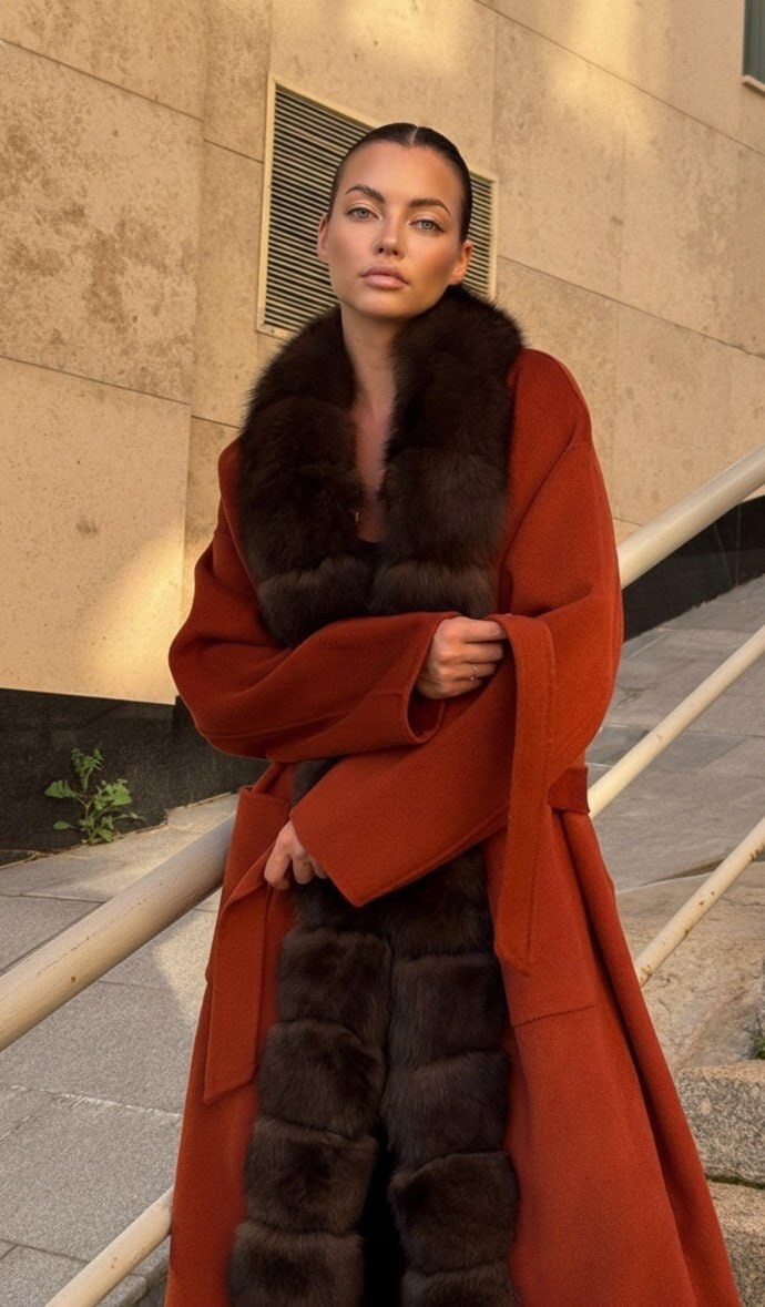 пальто из натурального кашемира с мехом королевского соболя,кашемировое пальто с меховым воротником из соболя,пальто из натурального кашемира с мехом королевского соболя yana kraft brand,пальто из каш