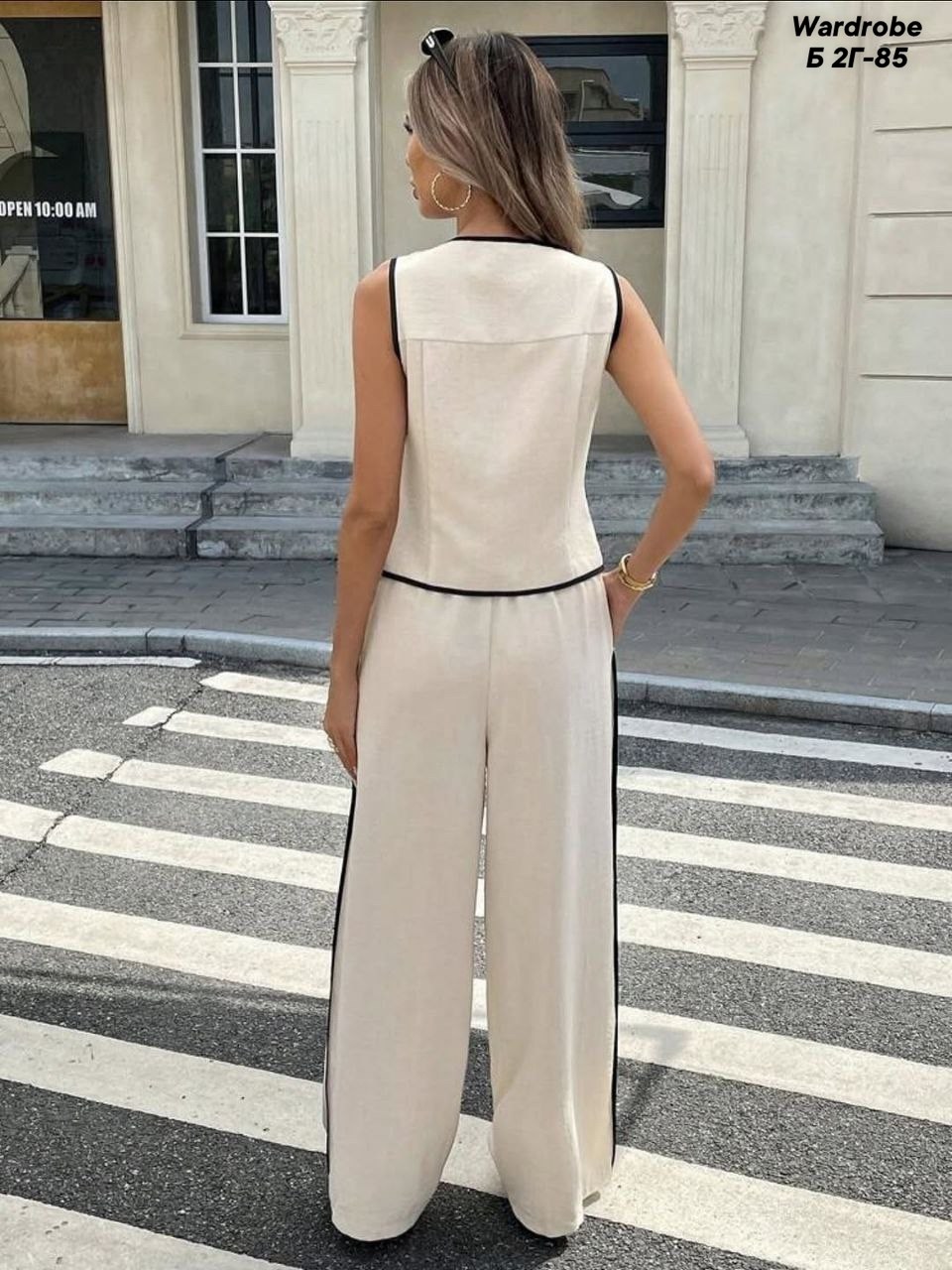 брючный костюм женский с жилеткой,костюм с брюками,костюм с жилеткой и брюками,костюм летний льняной с жилетом и брюками trendyclo,костюм брючный с жилеткой
