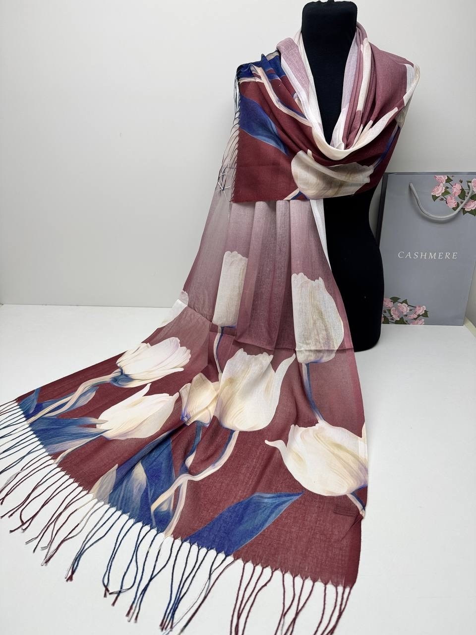 палантин женский,палантин женский с цветочным рисунком 180*80 см. арт. 1423608,палантин шарф,шарфы и платки,платки шарфы палантины шали