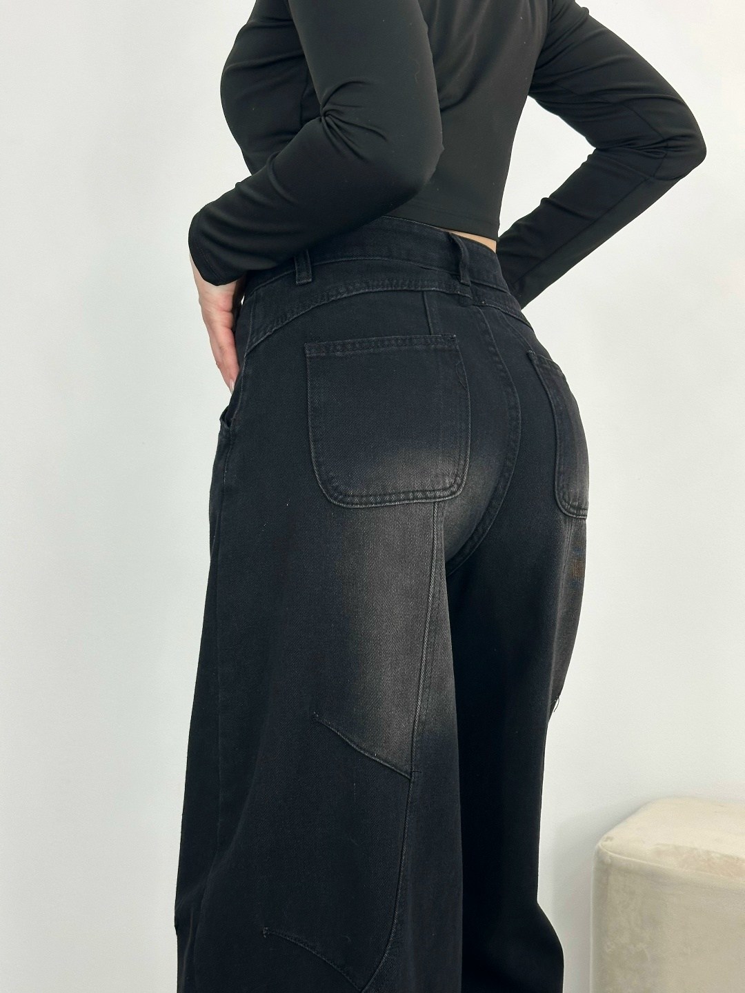 широкие черные джинсы,джинсы широкие,джинсы женские,джинсы женские широкие,женские длинные мешковатые джинсы harajuku черные широкие брюки