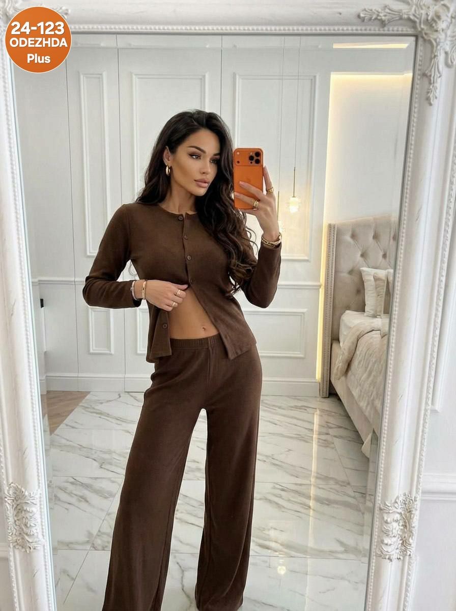 костюм вязаный трикотажный с брюками lychée room,костюм женский,костюм женский трикотажный,костюм трикотажный,трикотажный брючный костюм