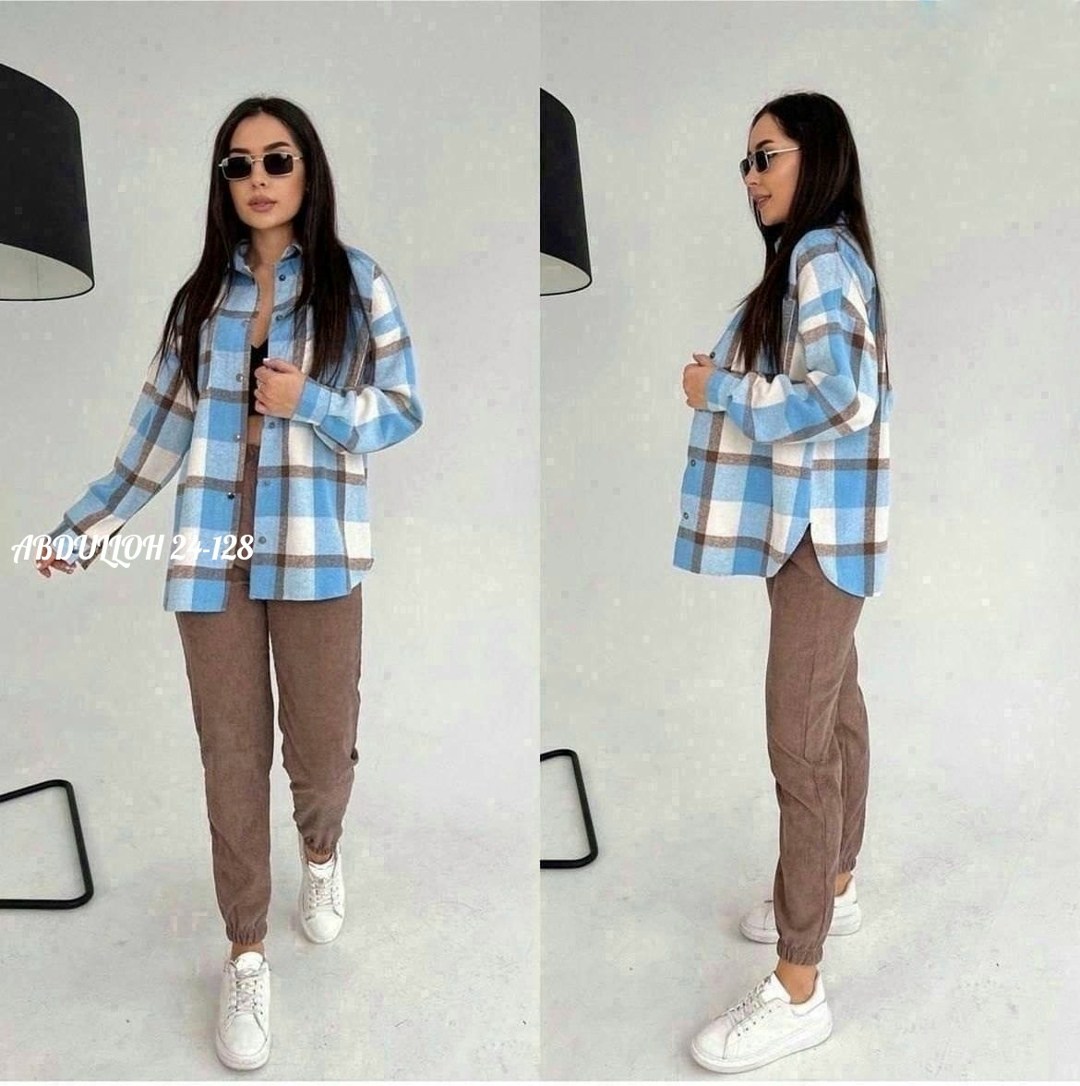 женский костюм двойка ткань кашемир,костюм двойка вельвет,рубашка женская оверсайз в клетку удлиненная арт. 9314654,рубашка в клетку женская оверсайз,женские костюмы