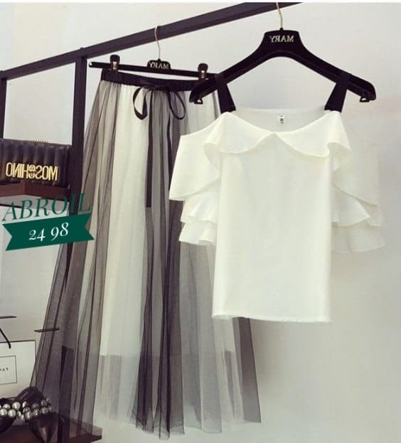 блузка с оборками,блузка шифоновая,блузка с открытыми плечами,женская шифоновая блузка,блузка с круглым вырезом