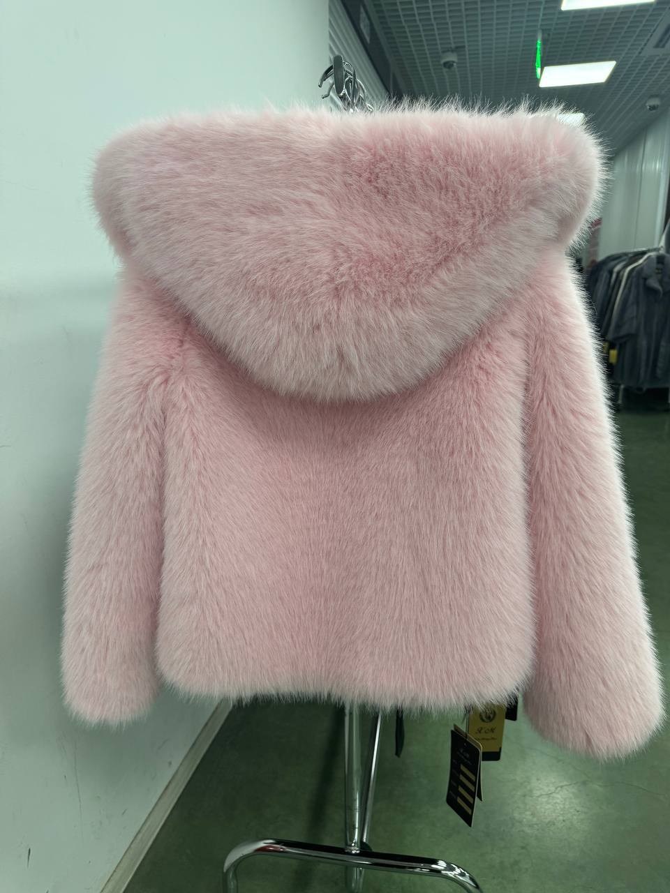женская шуба из натурального лисьего меха,розовый полушубок,женская шуба,розовая шуба натуральный мех,шубка розовая