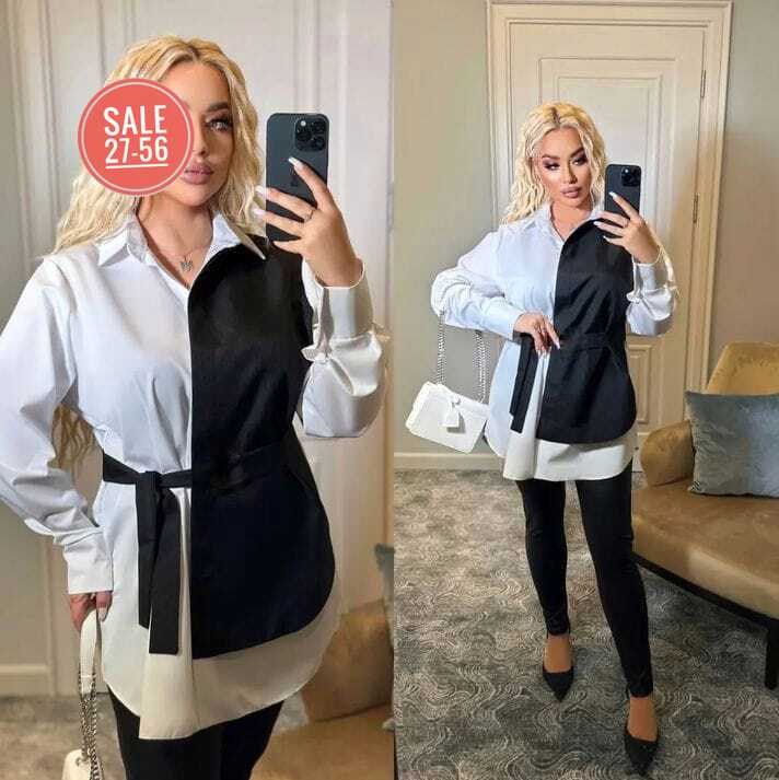 стильные женские блузки,блуза удлиненная,стильная женская рубашка,стильная блуза,офисное платье рубашка с жилетом chica chic