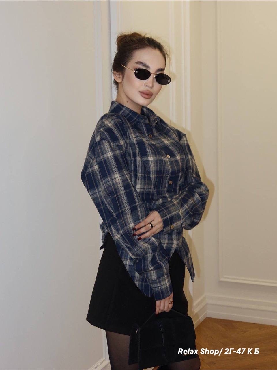рубашка в клетку оверсайз со стразами perferita,женская рубашка,рубашка модная,рубашка в клетку оверсайз удлиненная 2e_brand,рубашка в клетку