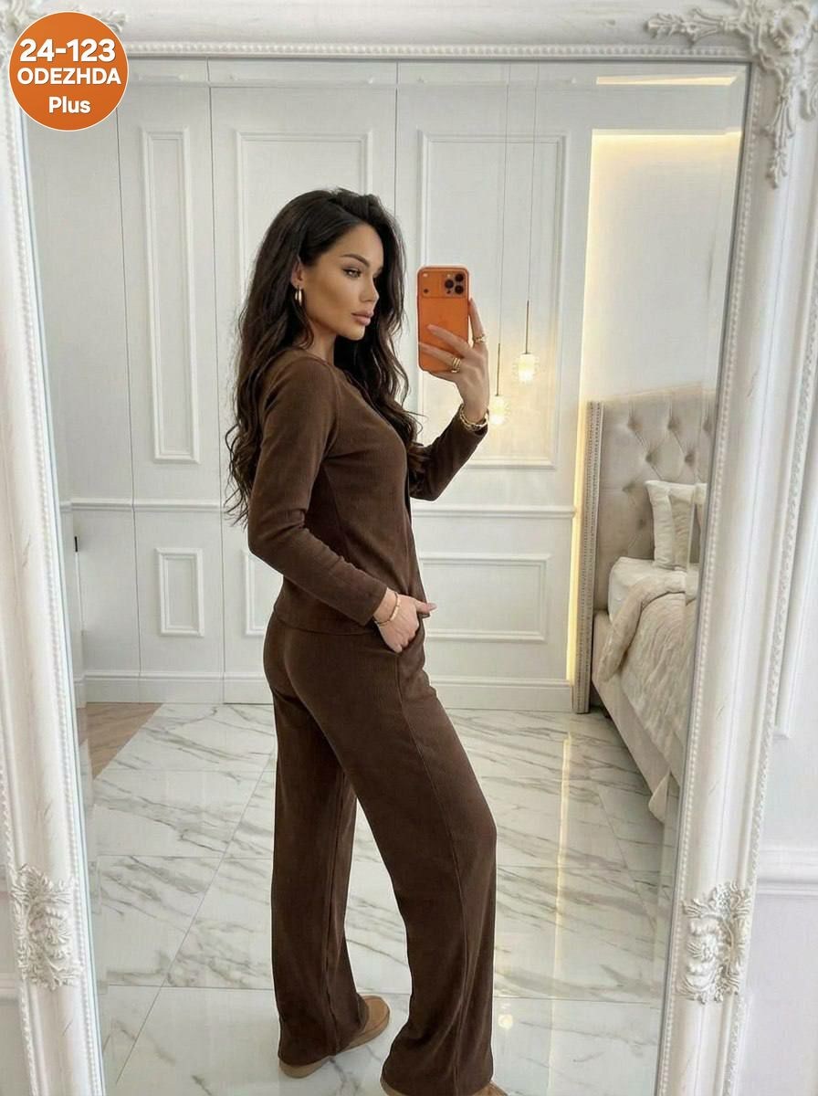 костюм вязаный трикотажный с брюками lychée room,костюм женский,костюм женский трикотажный,костюм трикотажный,трикотажный брючный костюм