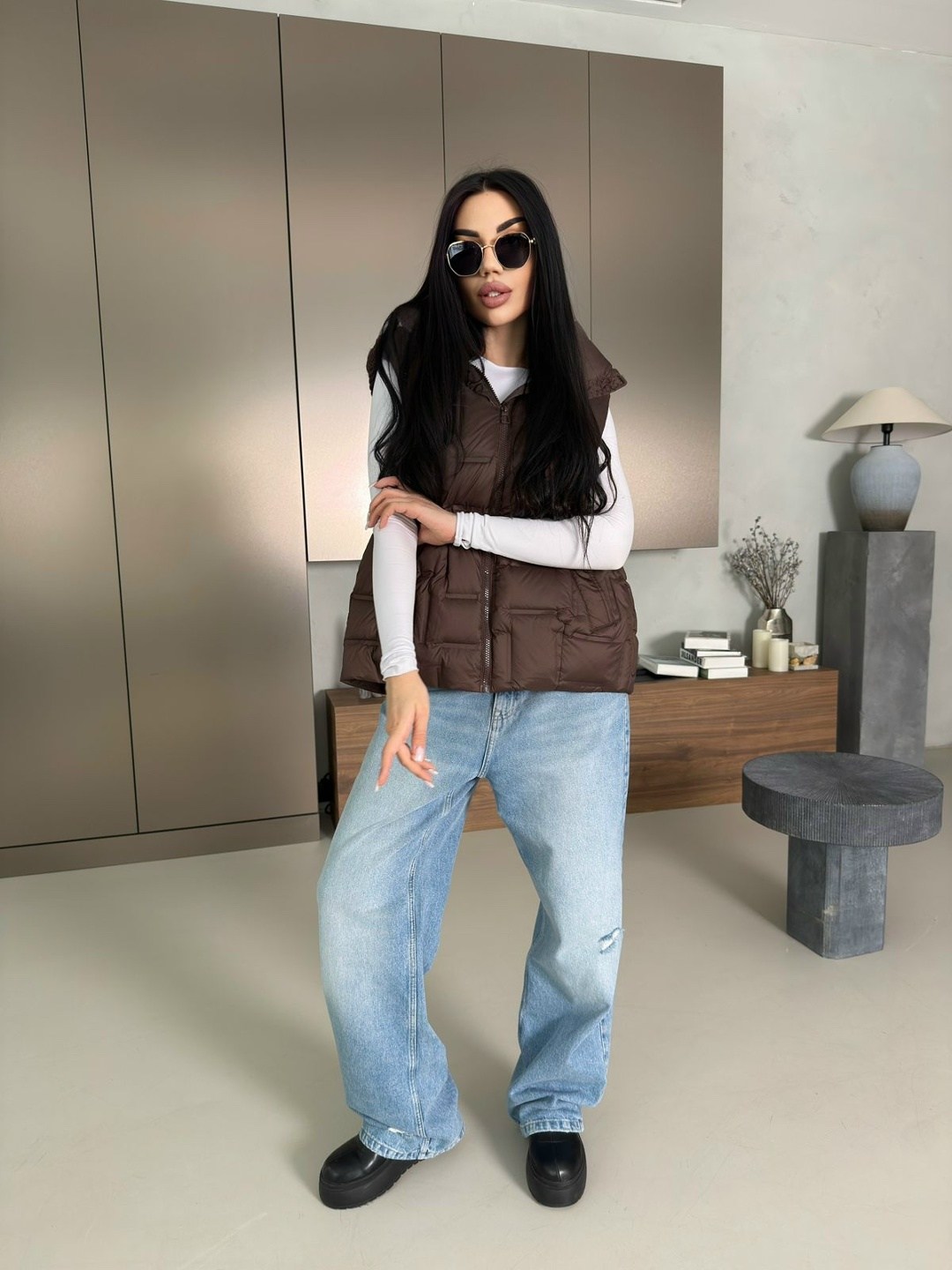 женская жилетка,жилетка,жилет женский утепленный,джинсы кэжуал