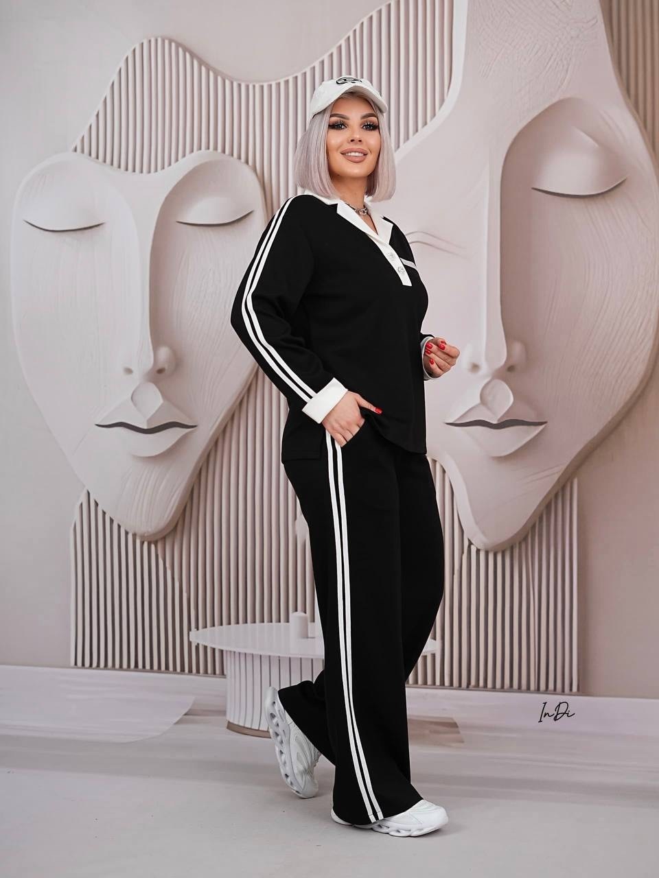 костюм спортивный женский,костюм спортивный,женский костюм,спортивный костюм больших размеров с брюками паллацо janna collection,костюм спортивный odevais 211808005