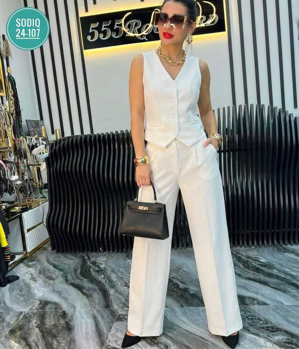 брючный костюм,белый брючный костюм,женский брючный костюм,костюм брючный палаццо,брючный летний костюм
