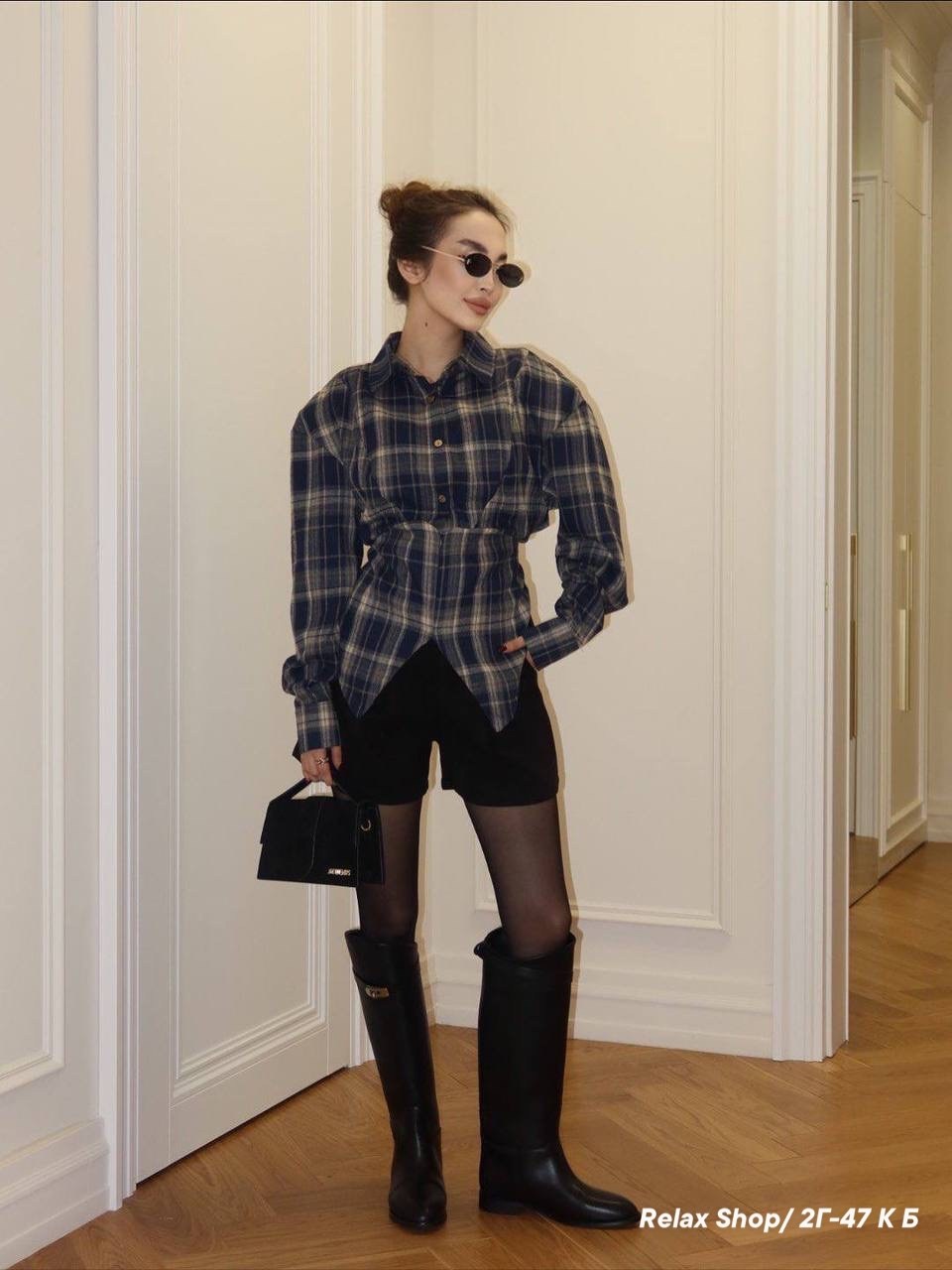рубашка в клетку оверсайз со стразами perferita,женская рубашка,рубашка модная,рубашка в клетку оверсайз удлиненная 2e_brand,рубашка в клетку