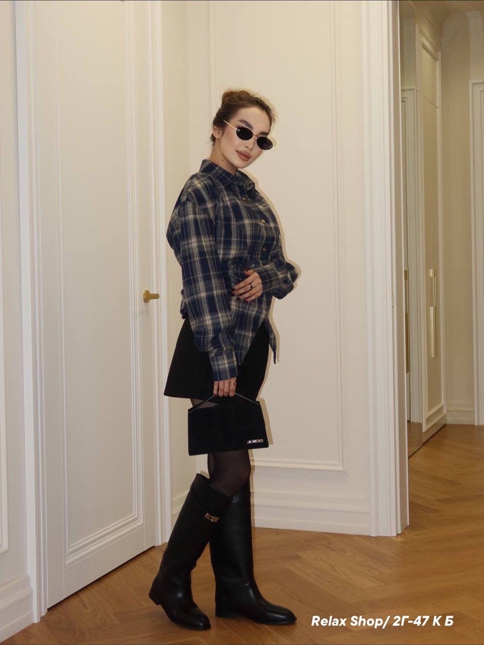 рубашка в клетку оверсайз со стразами perferita,женская рубашка,рубашка модная,рубашка в клетку оверсайз удлиненная 2e_brand,рубашка в клетку