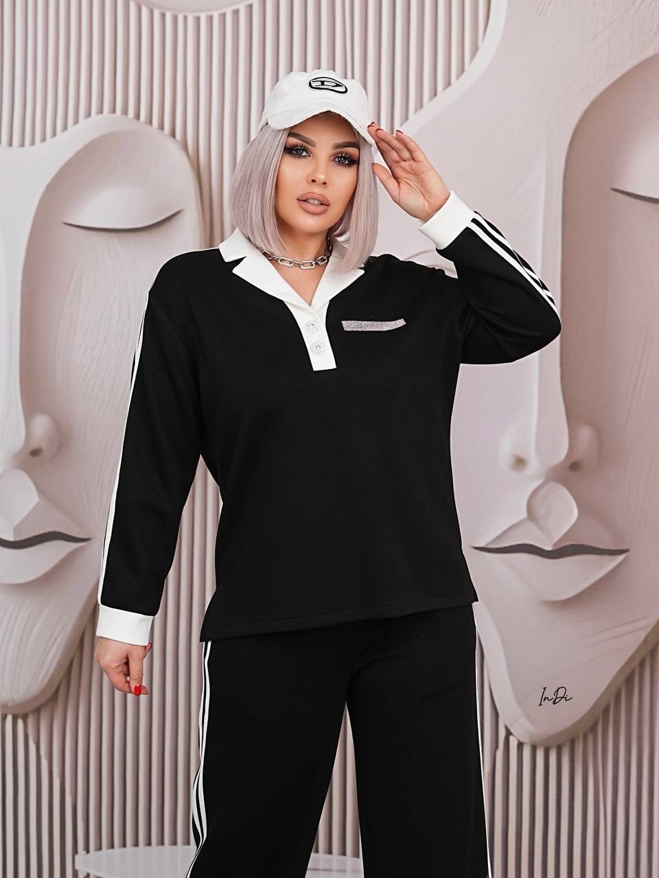 костюм спортивный женский,костюм спортивный,женский костюм,спортивный костюм больших размеров с брюками паллацо janna collection,костюм спортивный odevais 211808005