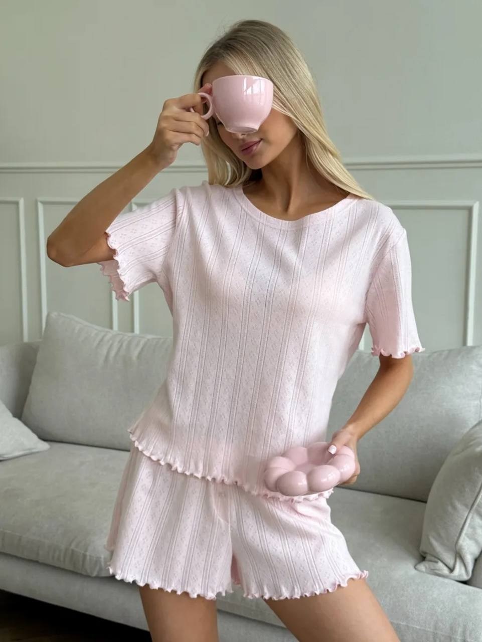 женская пижама с шортами из ажурного хлопка happyfox,пижама женская с шортам,домашняя пижама с шортами и футболкой из хлопка rooboo,пижама для женщин с,пижама с шортами и футболкой хлопок